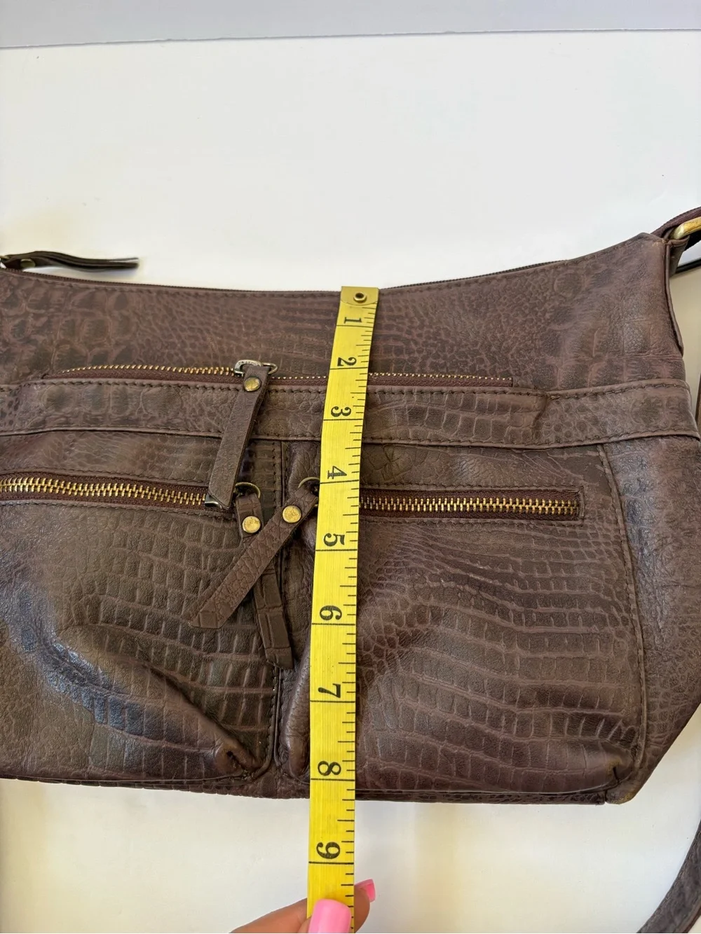 Great American Leather works Bag Purse Brown Snake Crossbody Career‎ Academia